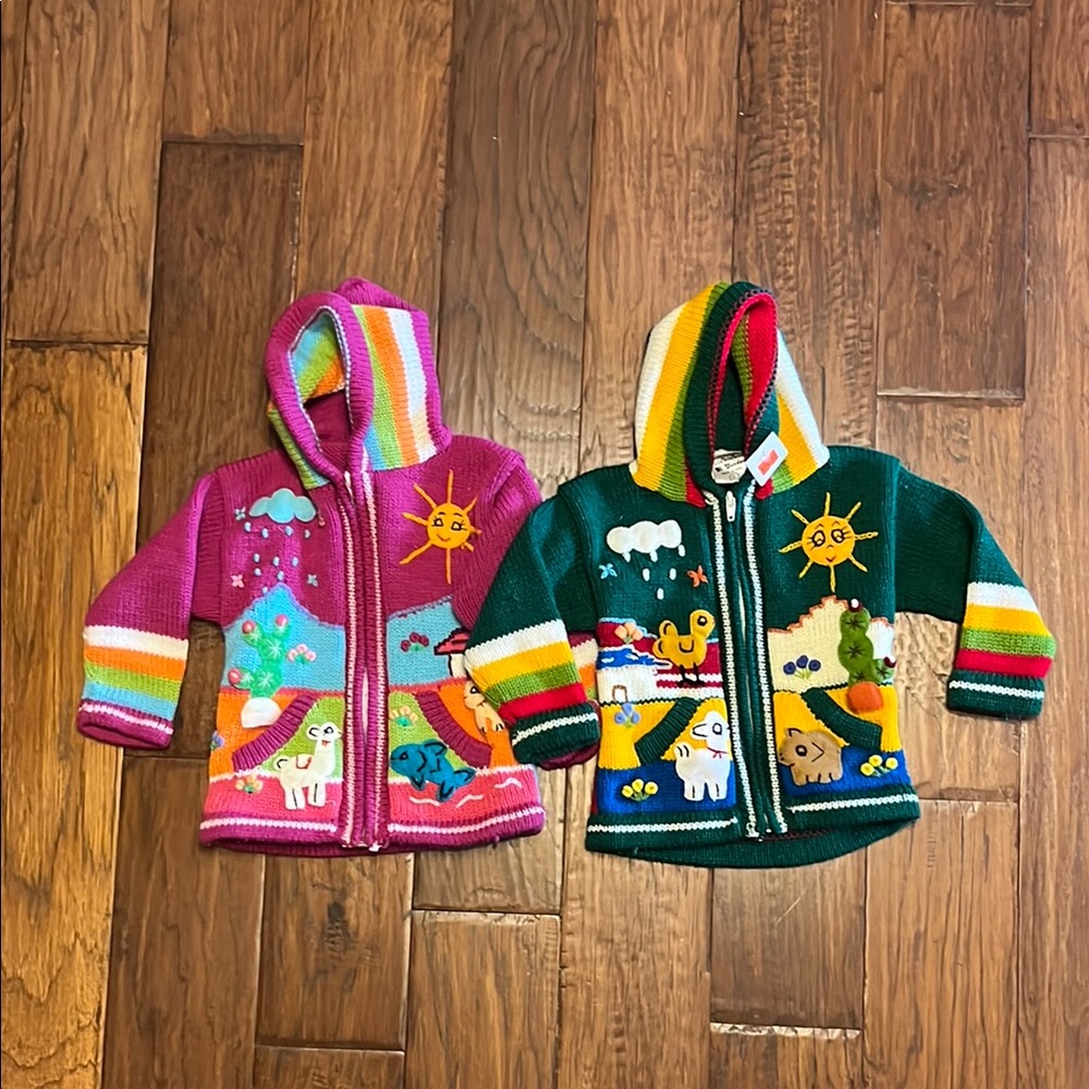 El Condor Peruvian Colorful Hooded Sweater Set Size 2T